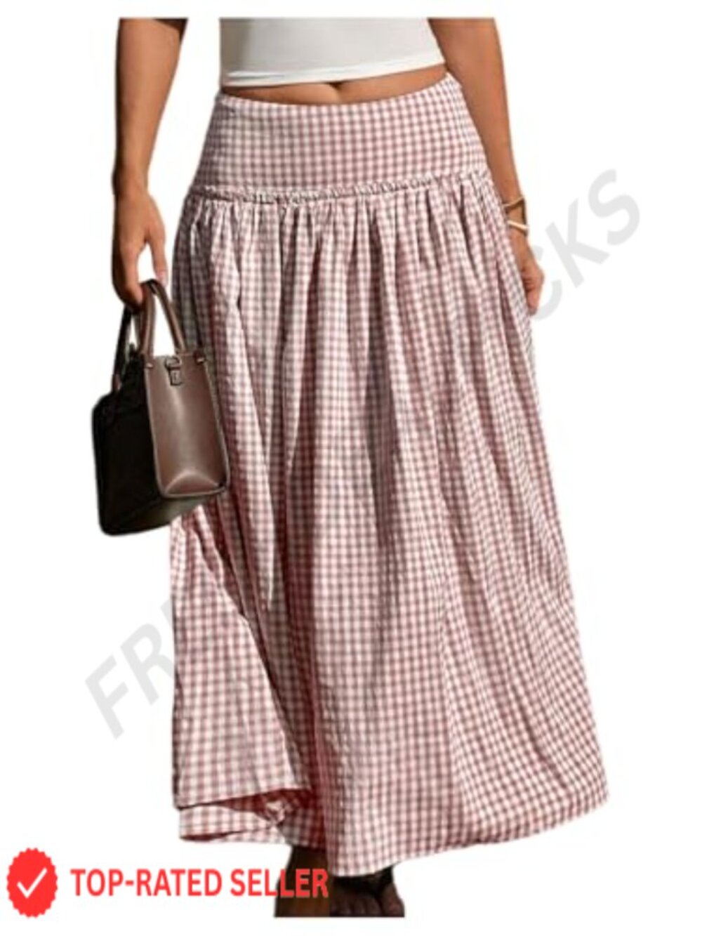 Y2k Plaid Maxi Skirt High Waist Ruffle Hem A Line Casual Long Skirt